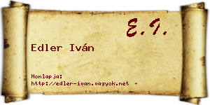 Edler Iván névjegykártya